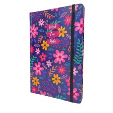 Caderno de Anotações tipo Moleskine Caderneta sem Pauta Capa Dura com Elástico - Flores rosa